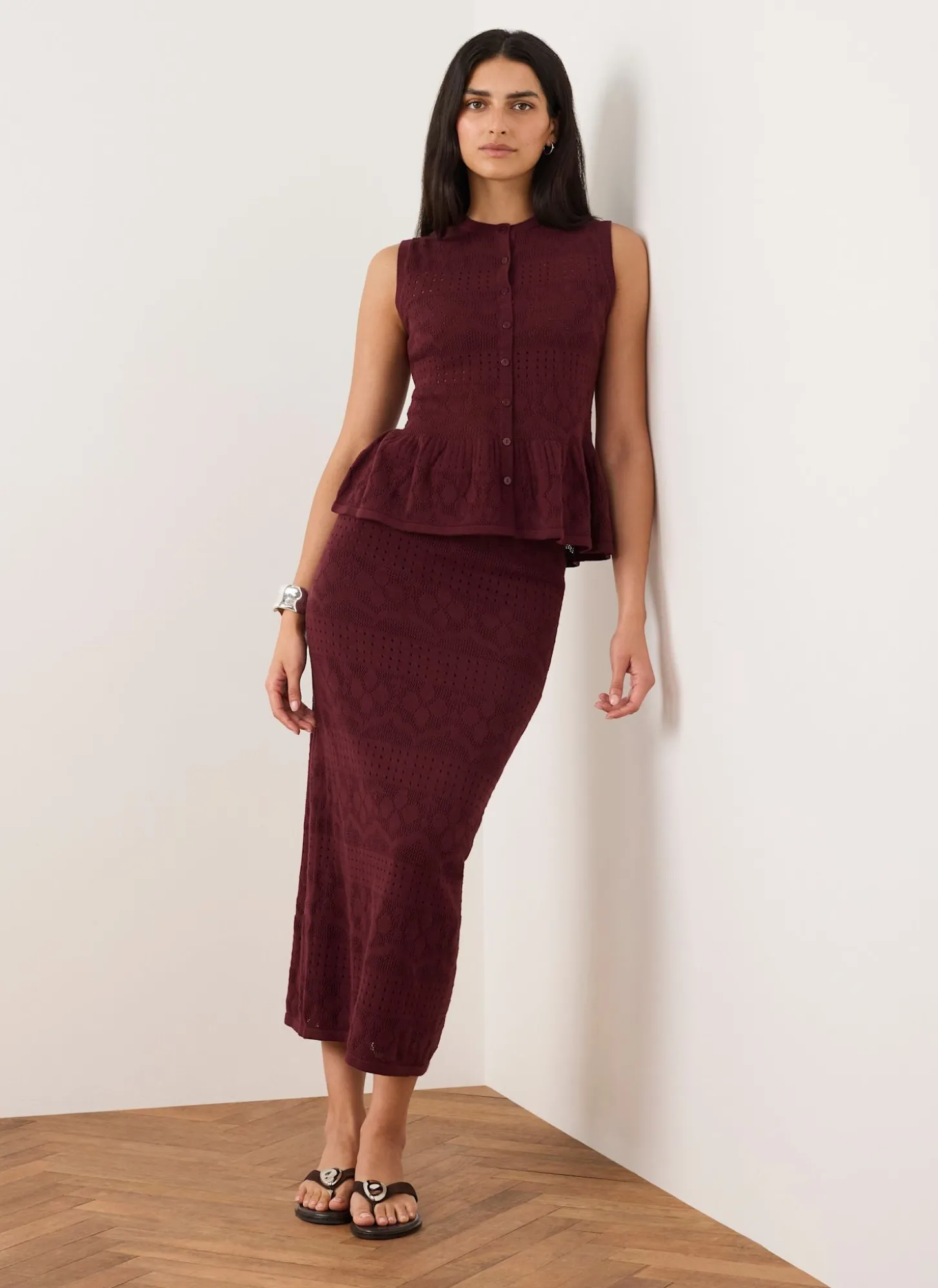 Burgundy Peplum Knit Top