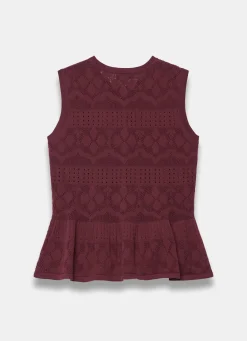 Burgundy Peplum Knit Top