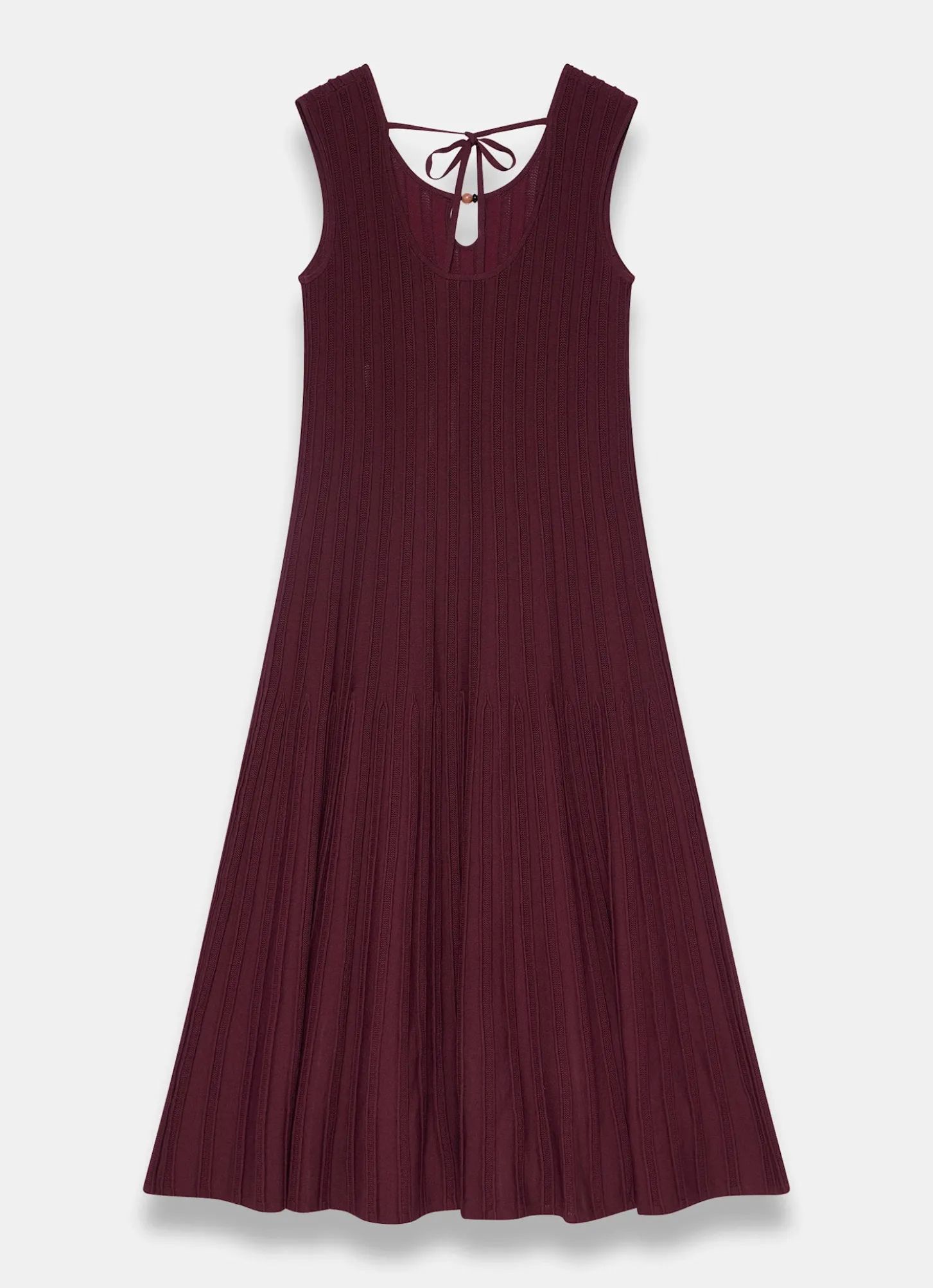 Burgundy Ribbed Beaded Midi Dress