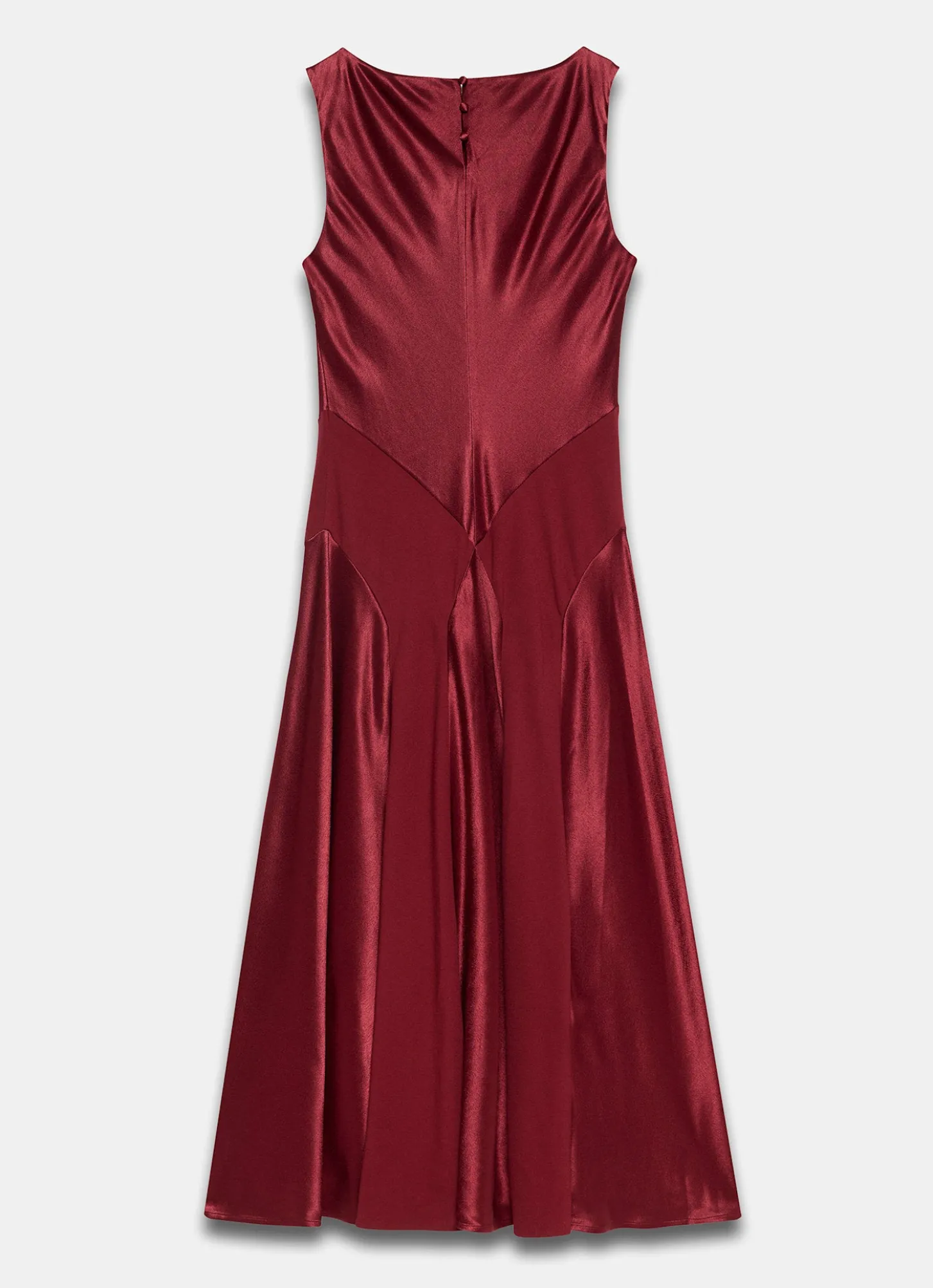 Burgundy Satin Panelled Maxi Dress
