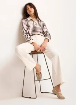Burgundy Stripe Polo Shirt Top