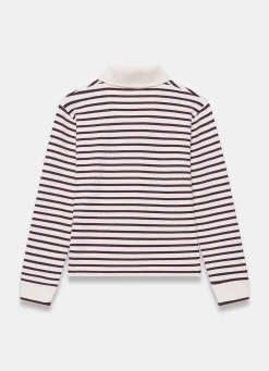 Burgundy Stripe Polo Shirt Top