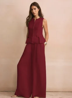 Burgundy Tailored Tie Back Waistcoat