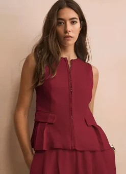 Burgundy Tailored Tie Back Waistcoat