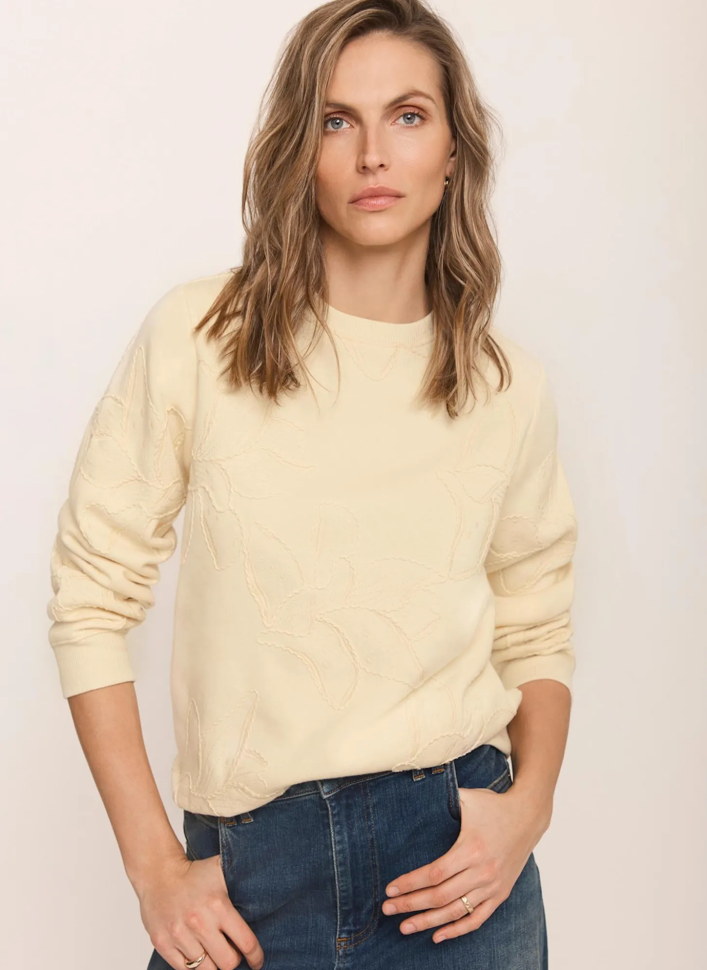 Butter Yellow Embroidered Sweatshirt