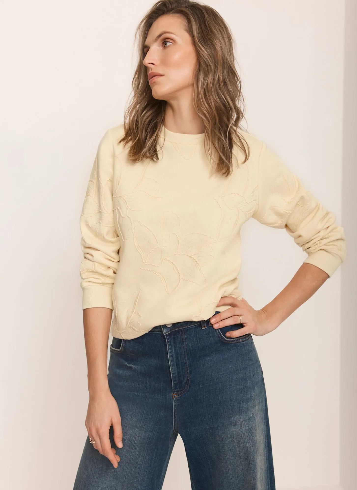 Butter Yellow Embroidered Sweatshirt