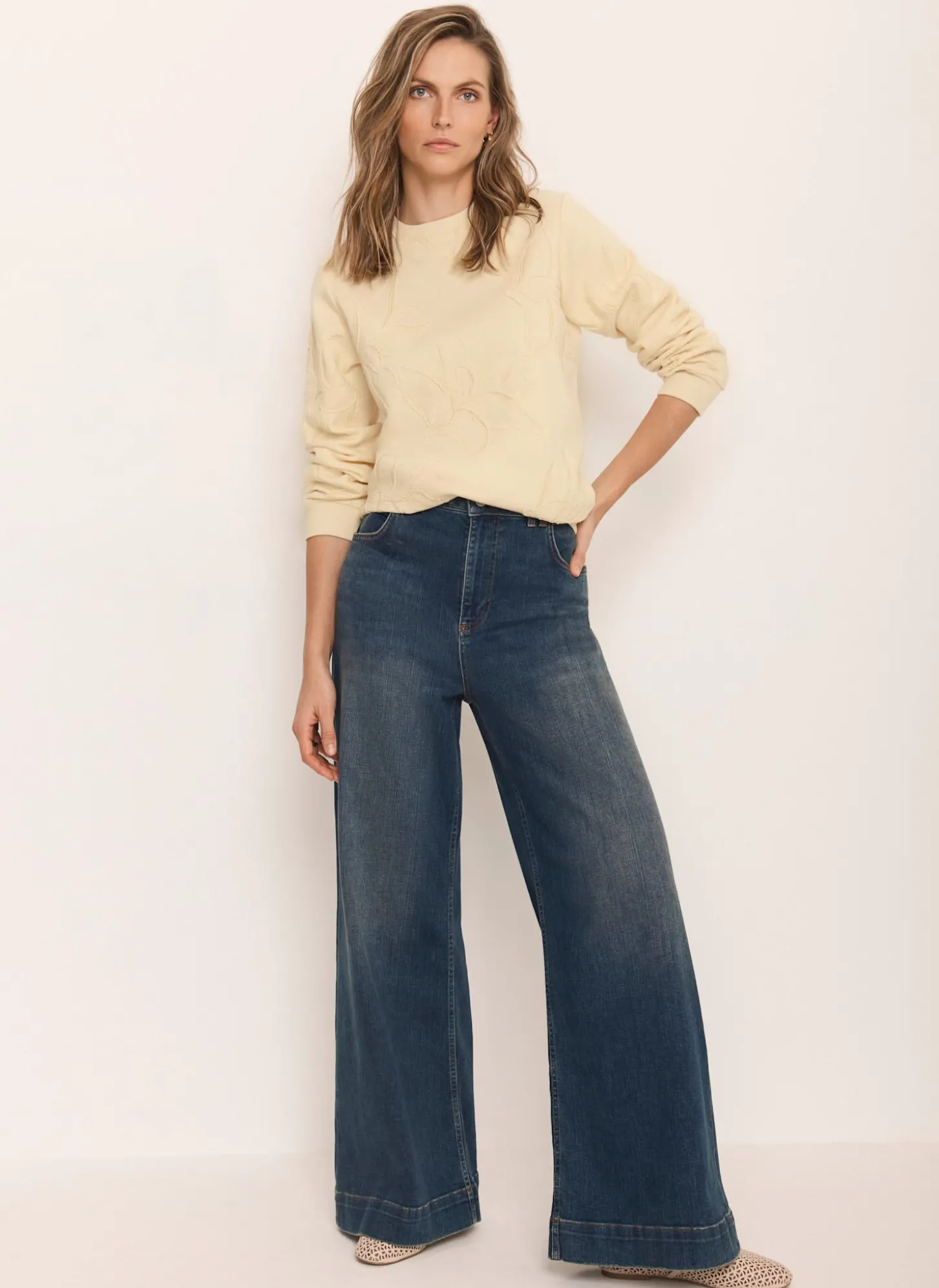 Butter Yellow Embroidered Sweatshirt