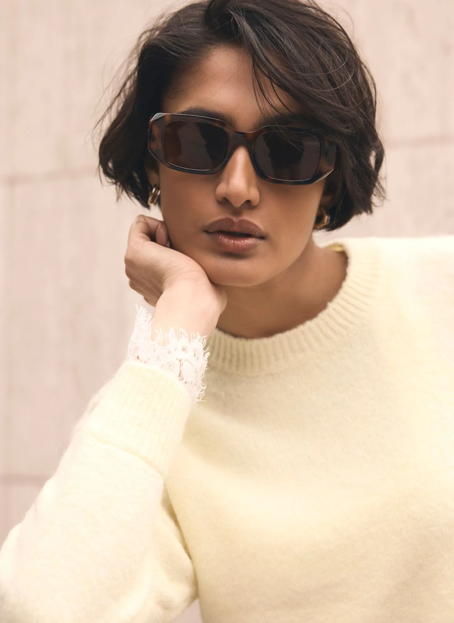 Butter Yellow Lace Hem Jumper