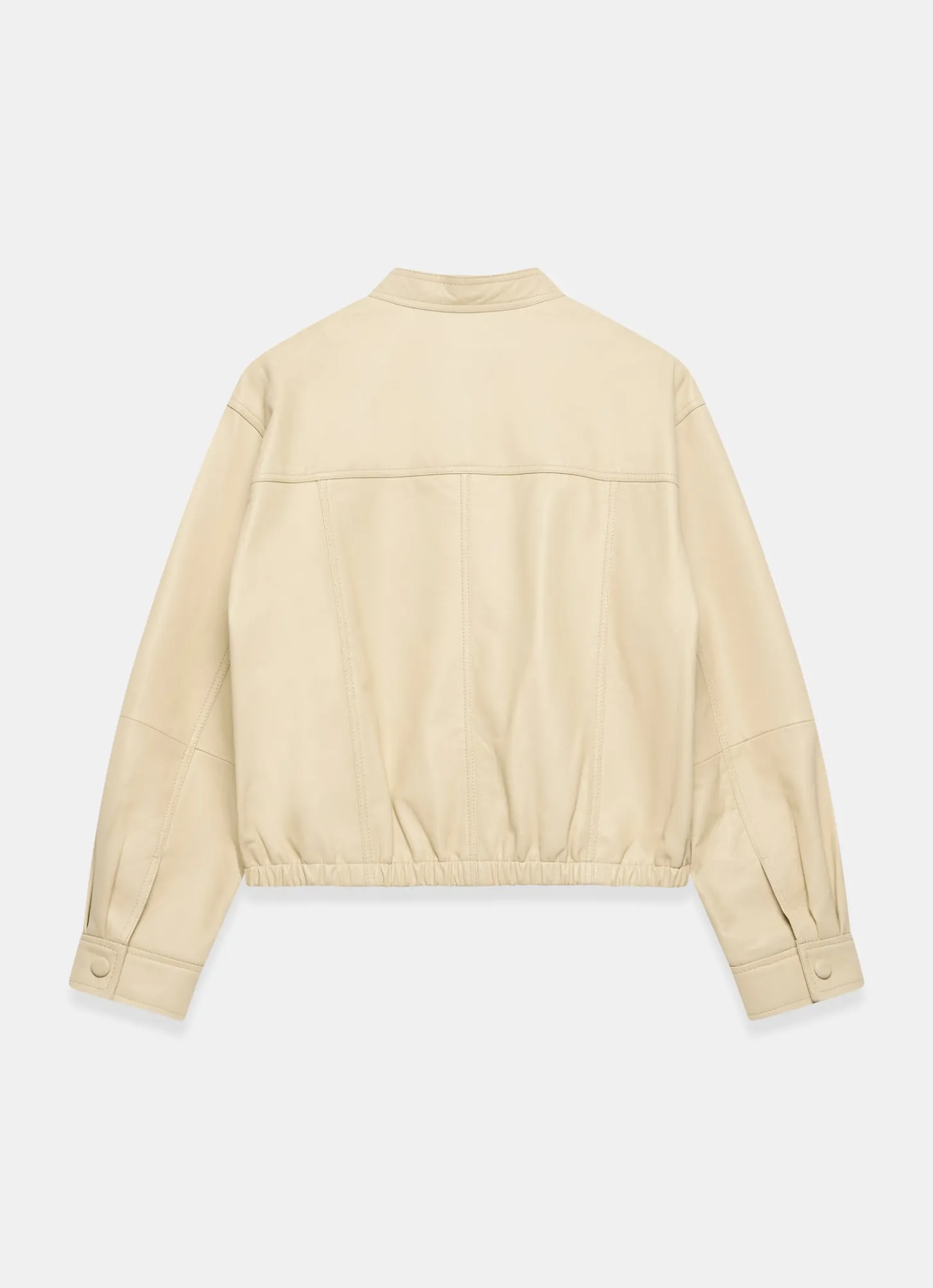Butter Yellow Leather Cropped Pilot Bomber Jacket