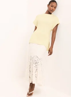 Butter Yellow Wool Blend Longline Knit Top