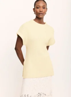 Butter Yellow Wool Blend Longline Knit Top