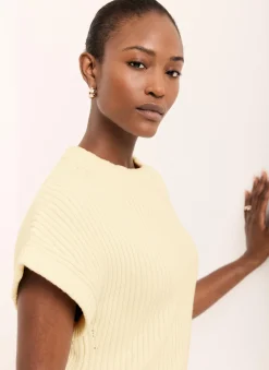 Butter Yellow Wool Blend Longline Knit Top