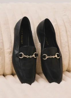 Camille Black Leather Loafers