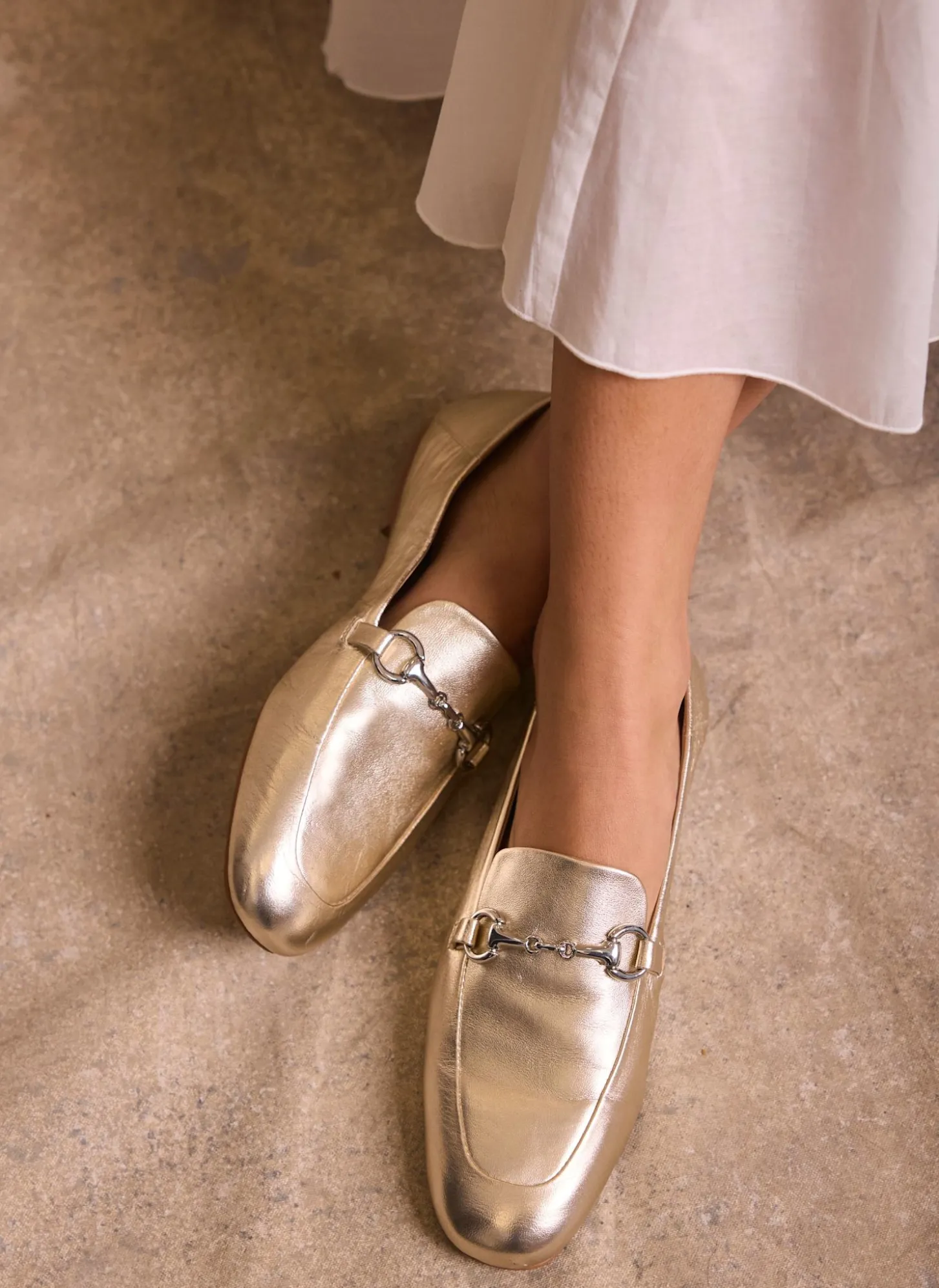 Camille Gold Leather Loafers
