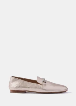 Camille Gold Leather Loafers