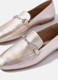 Camille Gold Leather Loafers