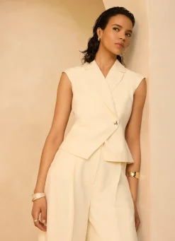 Cream Asymmetric Tailored Waistcoat