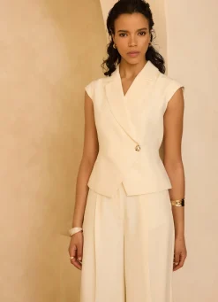 Cream Asymmetric Tailored Waistcoat