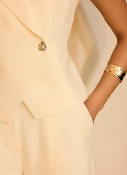 Cream Asymmetric Tailored Waistcoat