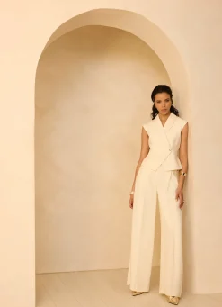 Cream Asymmetric Tailored Waistcoat