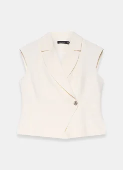 Cream Asymmetric Tailored Waistcoat