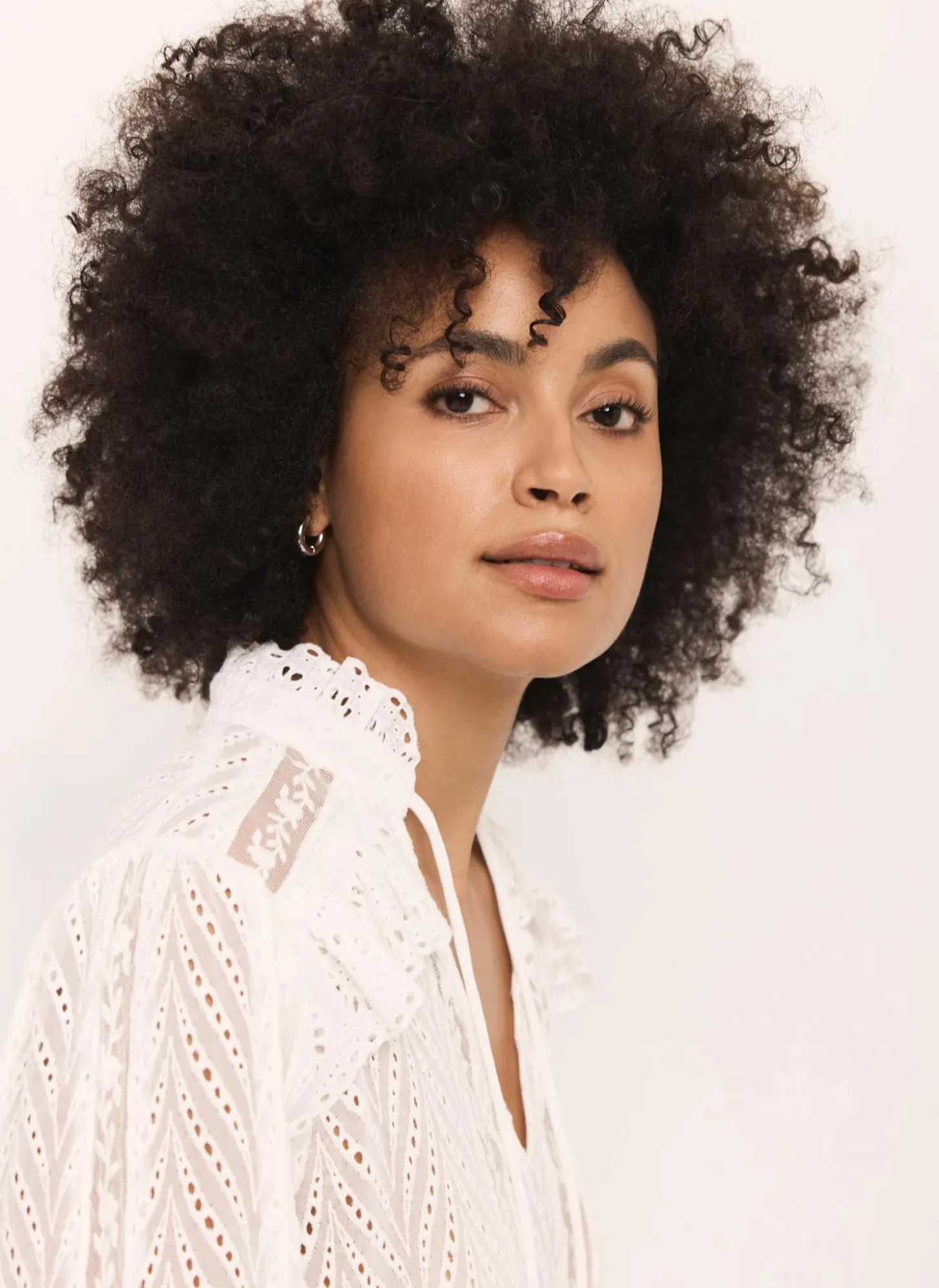 Cream Broderie Trim Longline Blouse