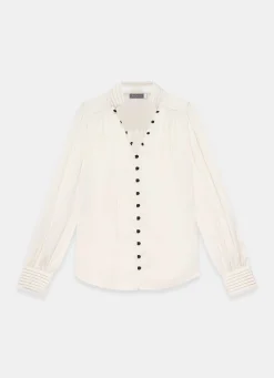 Cream Contrast Satin Blouse