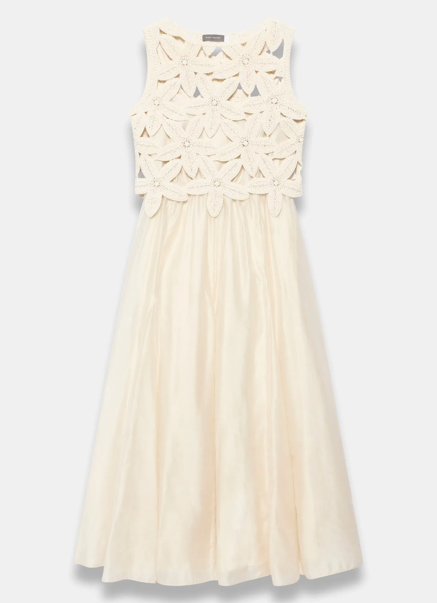 Cream Cotton Blend Crochet Maxi Dress