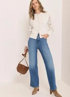 Cream Cotton Blend Crochet Cardigan