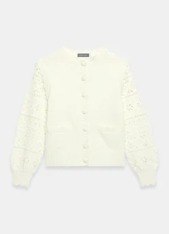 Cream Cotton Blend Crochet Cardigan