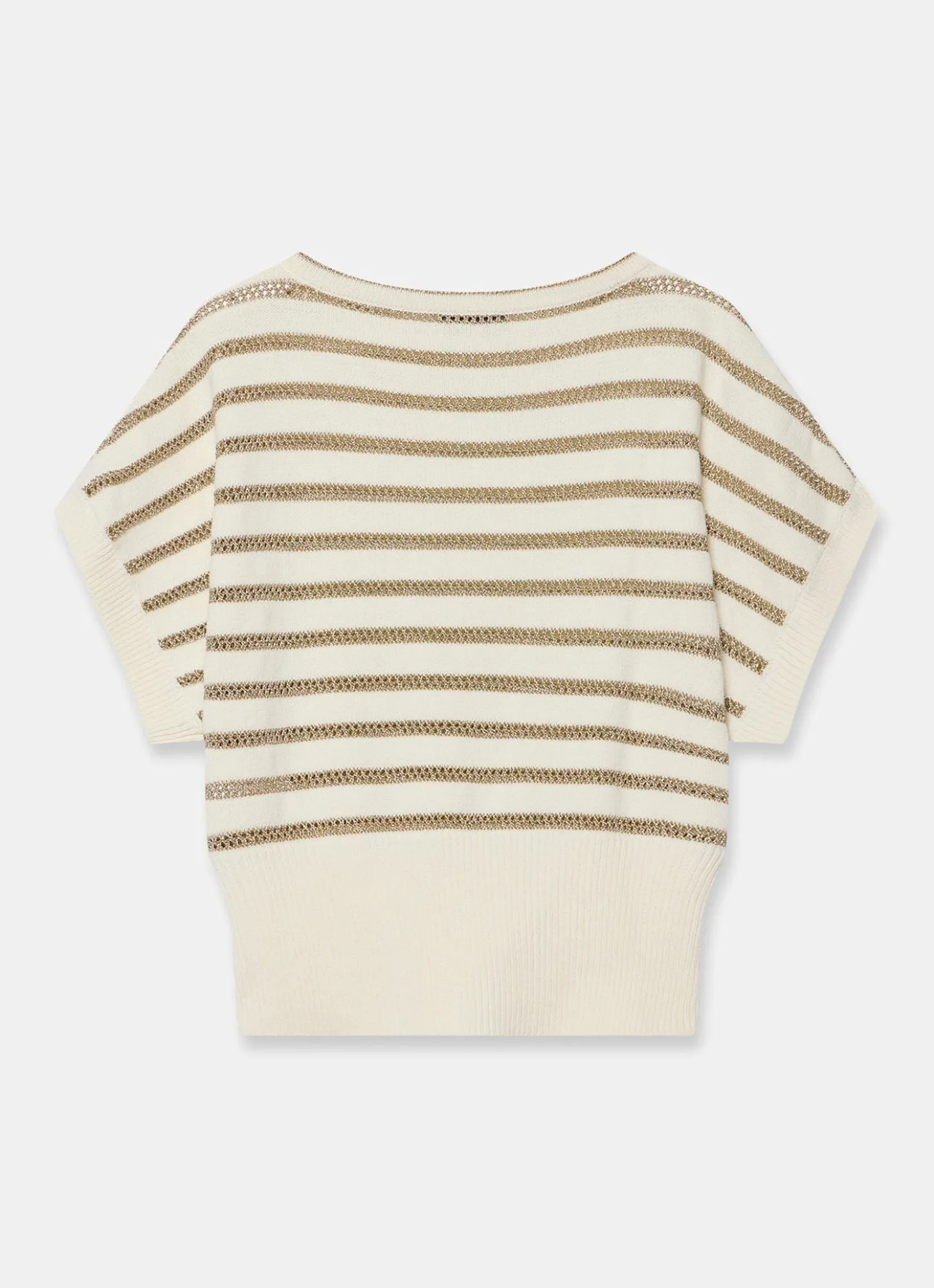 Cream Cotton Blend Metallic Stripe Top