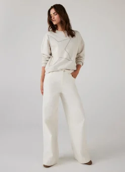 Cream Cotton Blend Star Sweatshirt