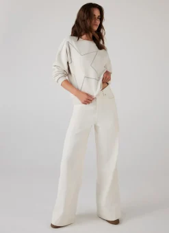 Cream Cotton Blend Star Sweatshirt