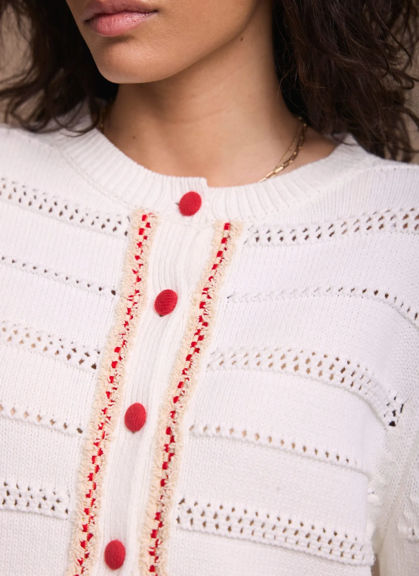 Cream Cotton Blend Tassel Cardigan