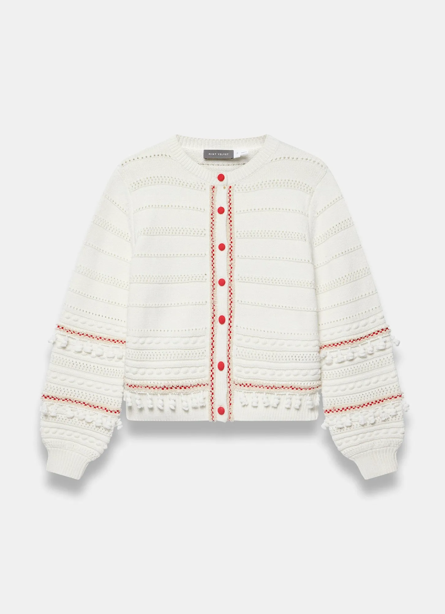 Cream Cotton Blend Tassel Cardigan