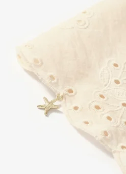 Cream Cotton Broderie Charm Scarf