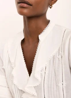 Cream Cotton Ruffle Blouse