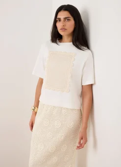 Cream Crochet Panel T-Shirt