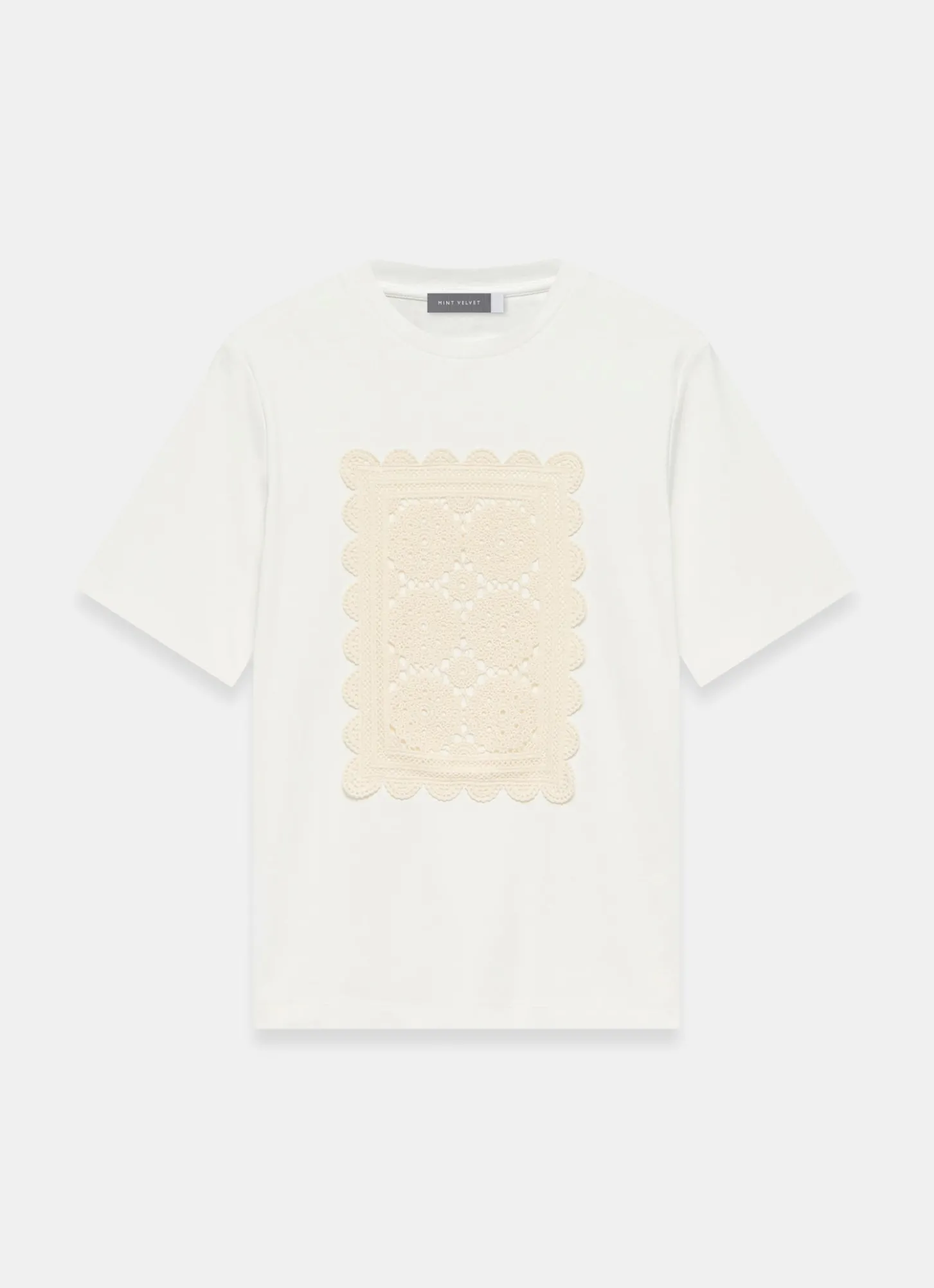 Cream Crochet Panel T-Shirt