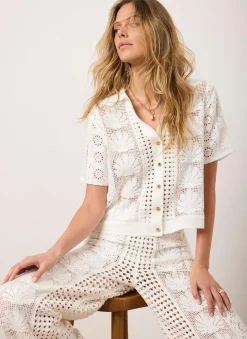 Cream Crochet Shell Shirt