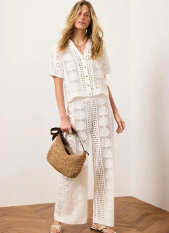 Cream Crochet Shell Trousers