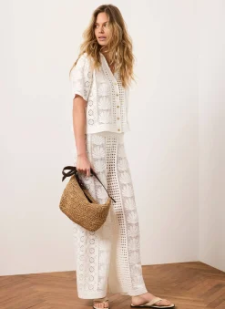 Cream Crochet Shell Trousers