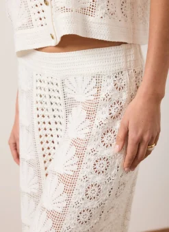 Cream Crochet Shell Trousers