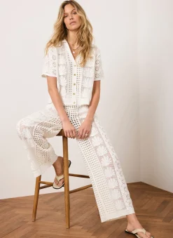 Cream Crochet Shell Trousers