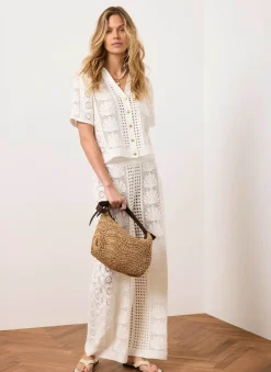 Cream Crochet Shell Trousers