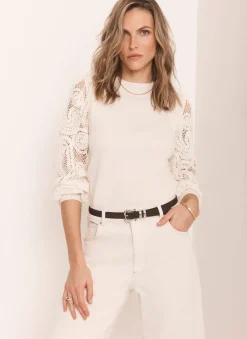Cream Crochet Sleeve Jumper