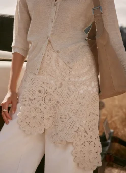 Cream Crochet Wrap Scarf