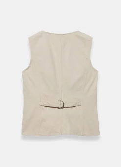Cream Denim Diamond Textured Waistcoat