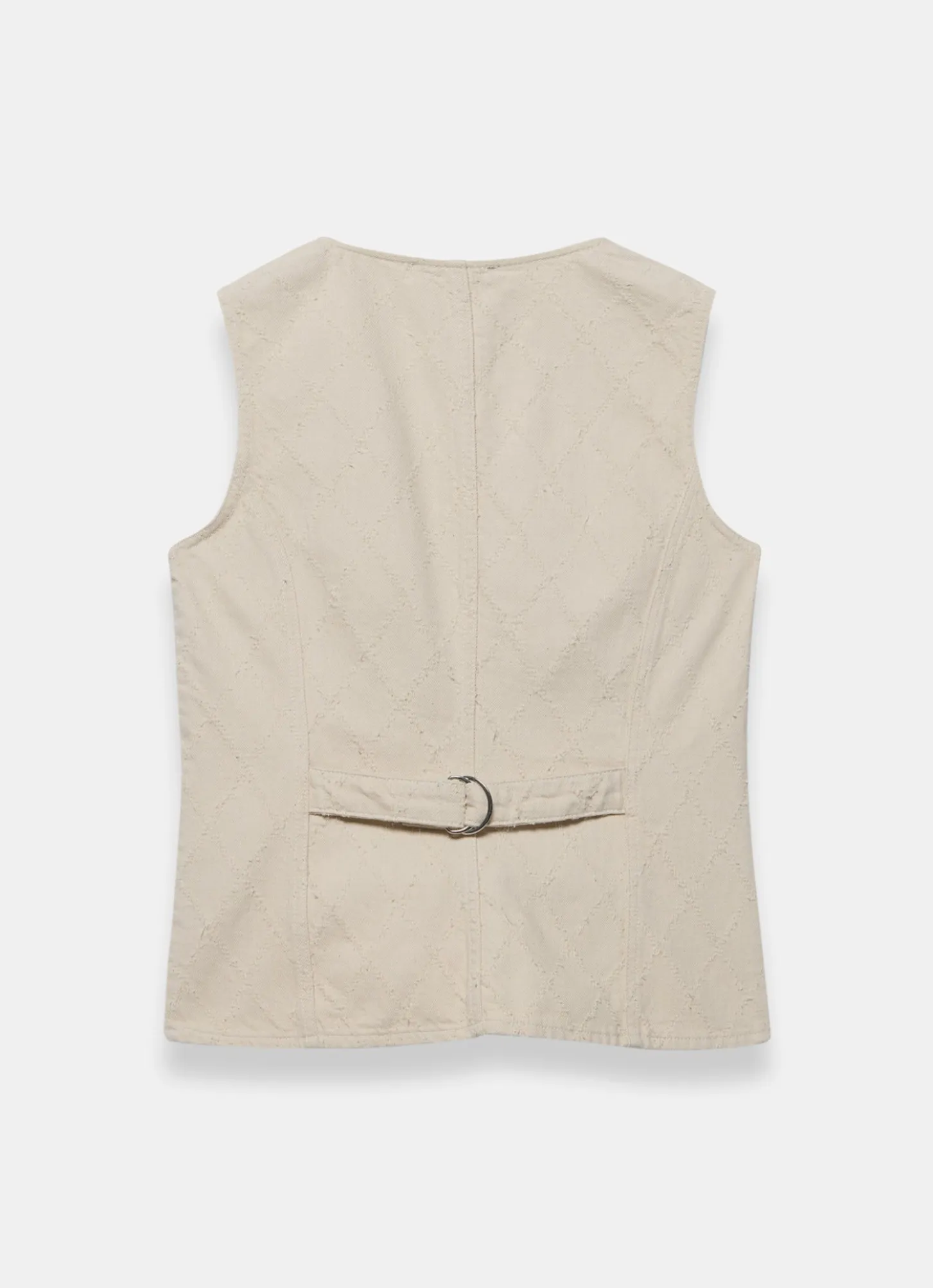 Cream Denim Diamond Textured Waistcoat