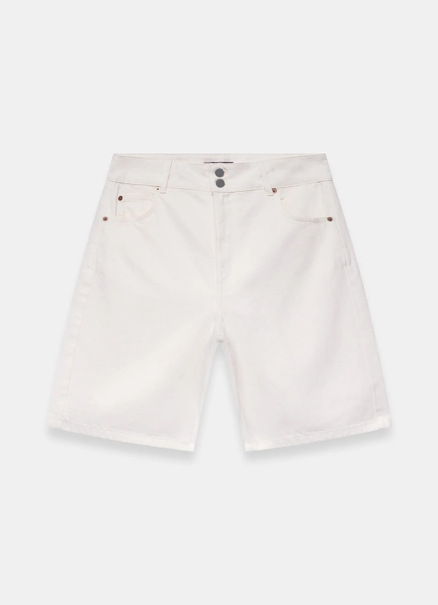 Cream Denim Mid Length Shorts